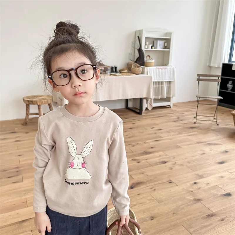 

Autumn New Children Long Sleeve T Shirts Cute Cartoon Print Girls Cotton T Shirt Loose Baby Bottoming Shirts Kids Casual Tops