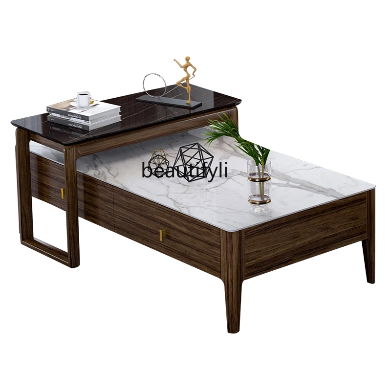 

Solid Wood Long End Table Stone Plate Table Modern Minimalist Living Room Ugyen Wood Storage