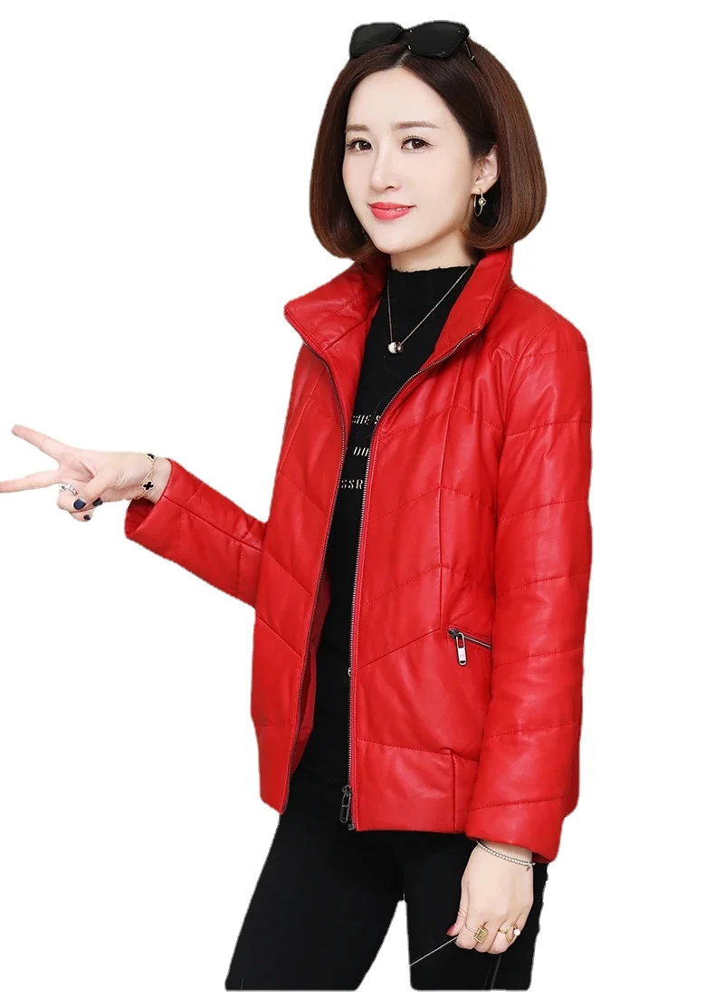 Frauen Leder Jacke Korean Echten Schaffell Mantel Warme Weiße Ente Unten Mäntel Weibliche Jacke koreanische Damen Kleidung Cuero Genuino