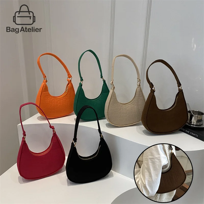 New Women's Retro Underarm Bag Fashion Solid Color Shoulder Bag Casual Simple Korean Wallet Daily Commute