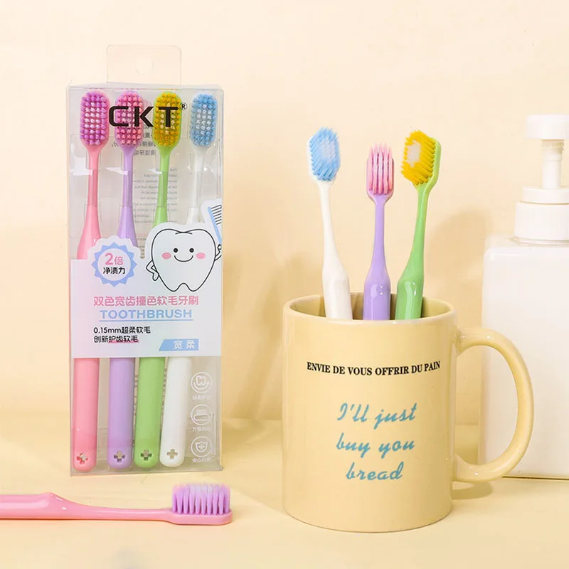 1/2/4 PC Polychrome Adult Soft Toothbrush Couple Suit Dormitory Household Care Oral Toothbrush Teeth Deep Cleaning Tools