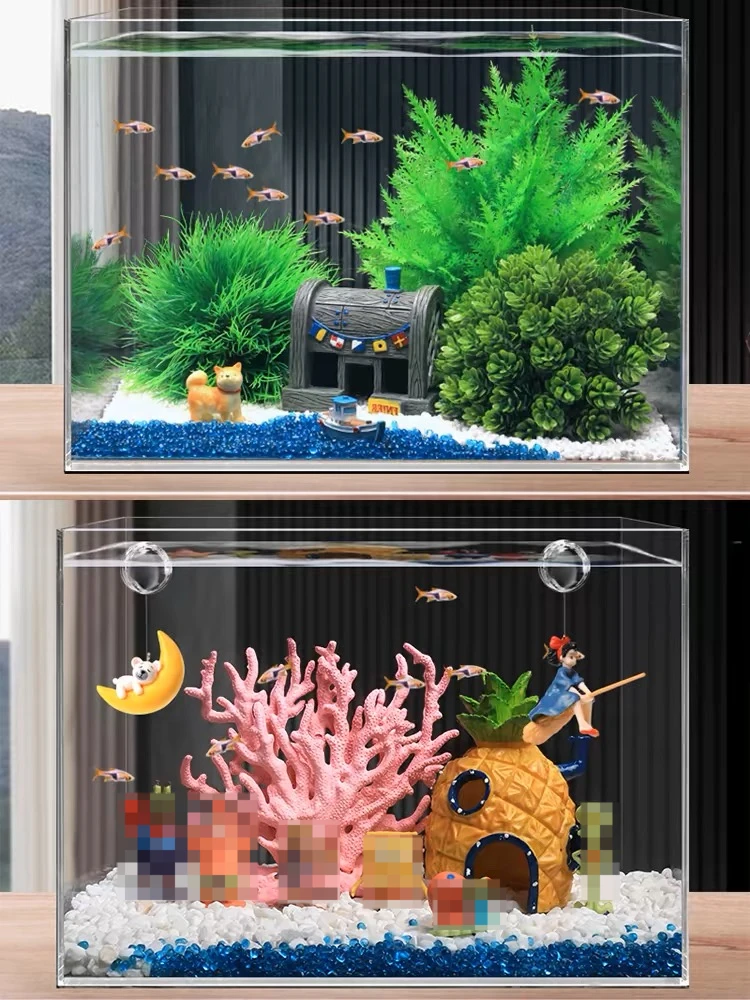 Fish Tank Decor Figures Ornaments Simulation Resin Pineapple House Fish Tank Decoration Landscaping Aquarium Accessories