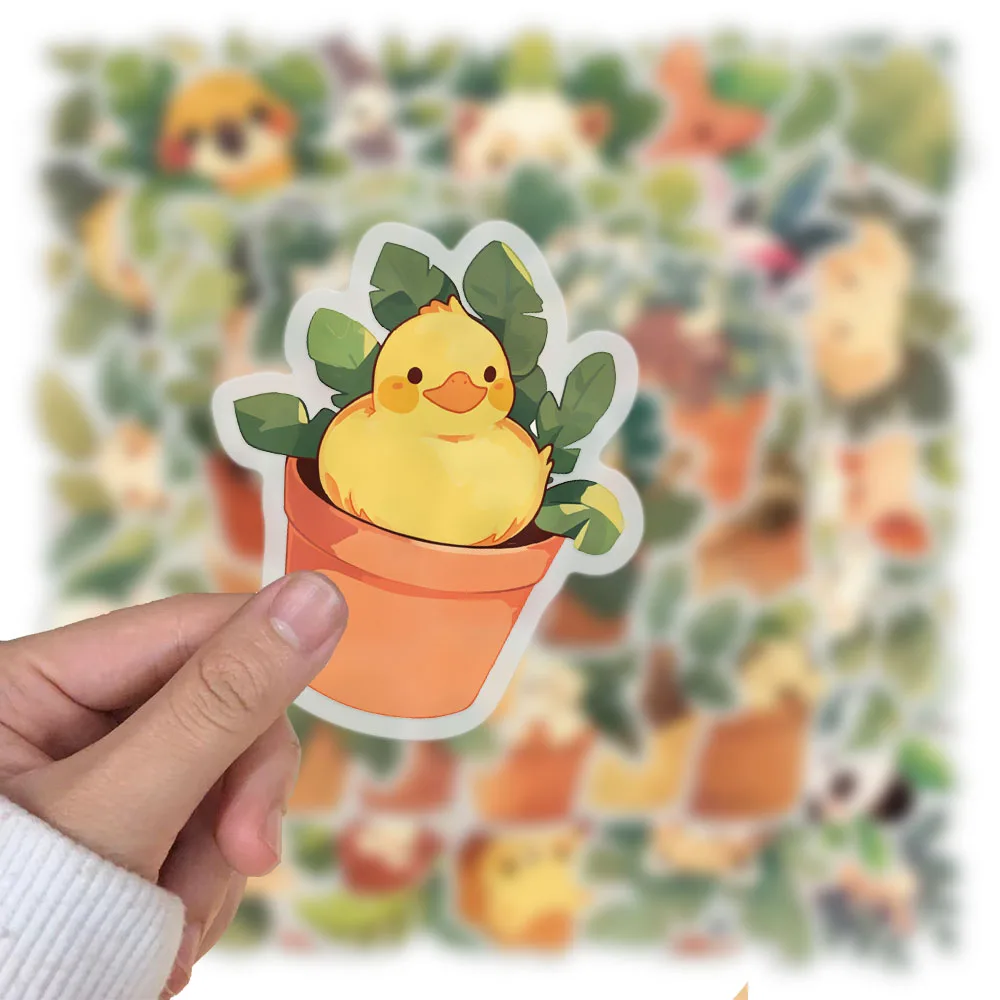 50PCS Creative Plant Pottery PET Stickers Cartoon Botanical Garden Small Fresh Stickers