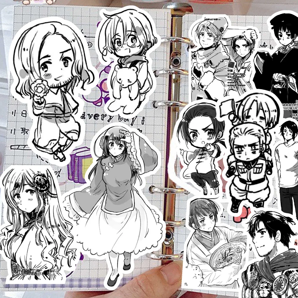 65 ชิ้น Hetalia APH อะนิเมะสติกเกอร์ DIY คู่มือตกแต่งเคสโทรศัพท์ถ้วยสเก็ตบอร์ดกันน้ํา Graffiti สติกเกอร์