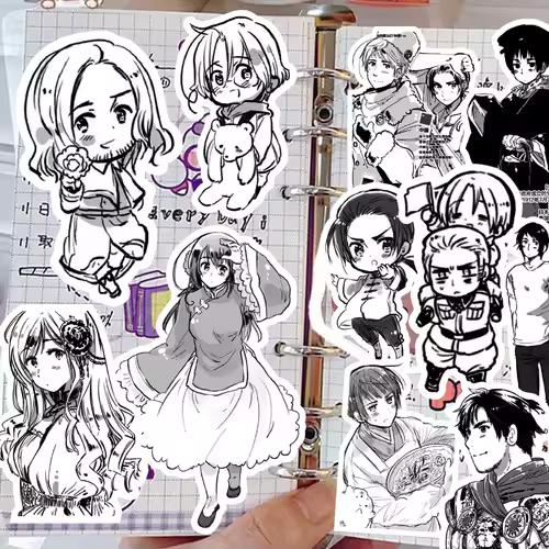 65Pcs Hetalia APH Anime Peripheral Stickers DIY Handbook Decoration Phone Case Cup Skateboard Waterproof Graffiti Stickers - Image 6