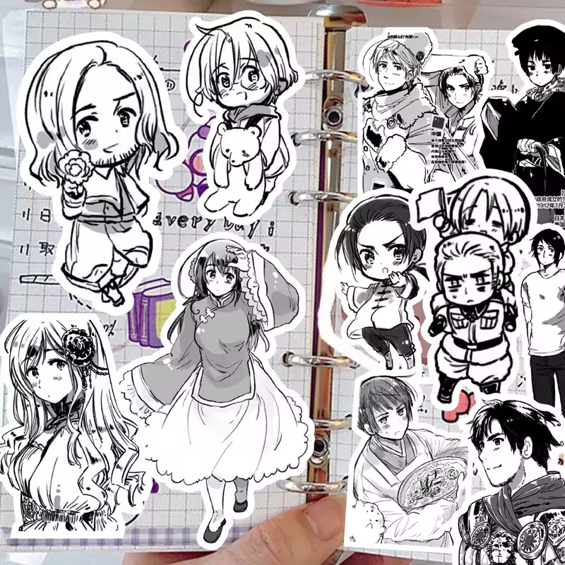 65Pcs Hetalia APH Anime Peripheral Stickers DIY Handbook Decoration Phone Case Cup Skateboard Waterproof Graffiti Stickers - Image 6