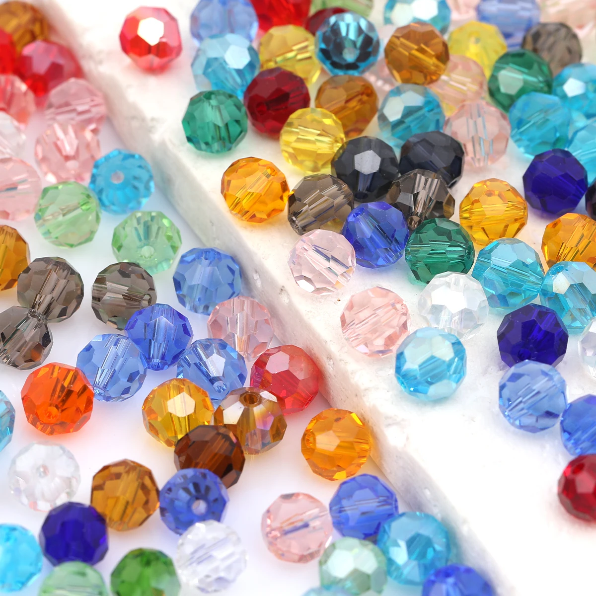 About 275/83/36pcs Random Color Faceted Round Glass Beads,0.4/0.6/0.8cm,for DIY Jewelry Making