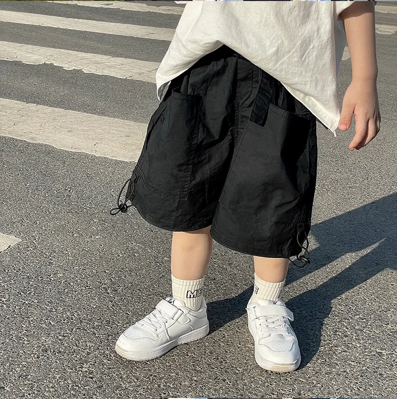 2024 Boys Shorts Summer Kids Loose Trousers Teen Boys Casual Thin Multi-Pocket Cargo Short Pants Children's Cotton Pants 6-14Y