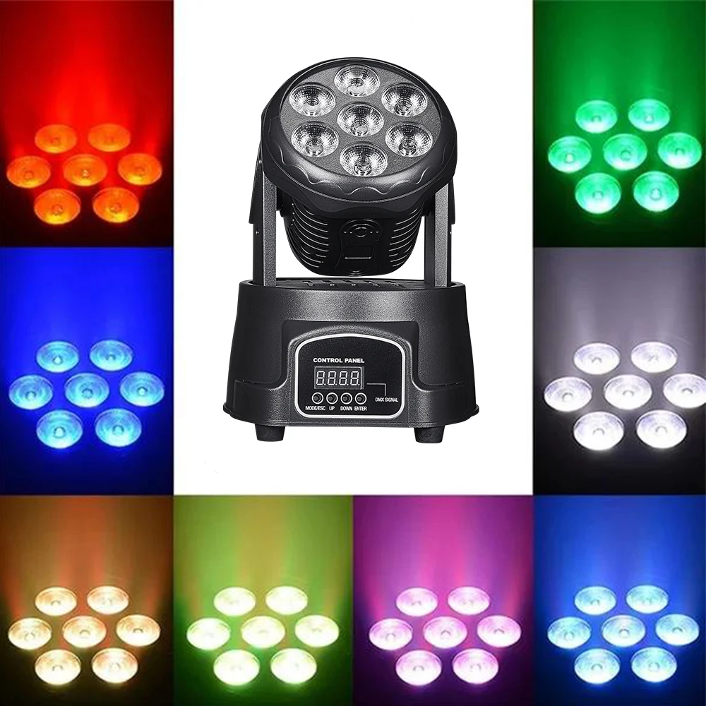 MUXXDJ 2pcs Moving Head Stage Lights 7X10W RGBW 4IN1 LED Wash Spot Light For Disco Dj Music Dance Club Stage Lighting