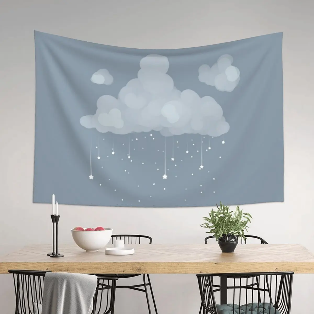 

Snowing Stars Tapestry Wall Art Cute Decor Mushroom Tapestry