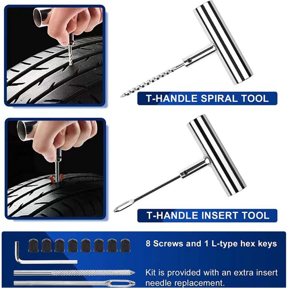 46/62 Pcs Set Car Tire Repair Tool Tire Repair Kit Studding Tool Set Auto Bike Tire Repair Puncture Plug Garage Car Accessories