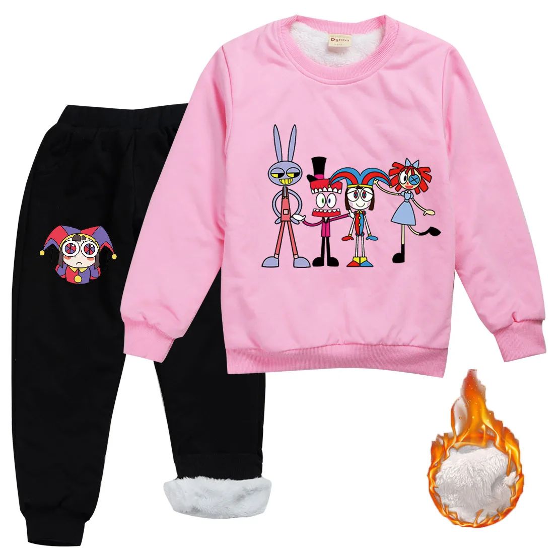 Amazing Digital Circus Clothes Kids Winter Warm Plush Sweatshirts Pants 2pcs Sets Baby Girls Pomni & Jax Tracksuit Boys Clothing