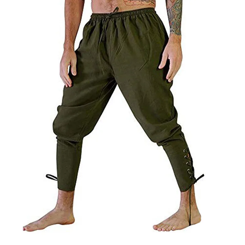 Piraat Broek Viking Kostuum voor Mannen Renaissance Middeleeuwse Broek Trekkoord Shorts Halloween Kostuum Volwassen Cosplay