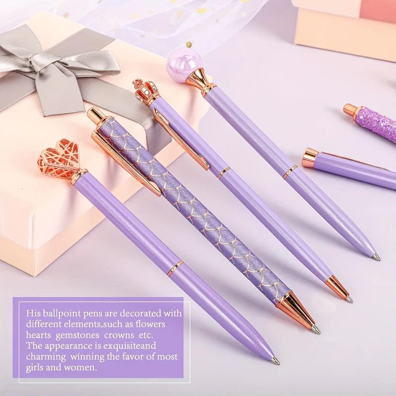 10Pcs Ballpoint Pen Set Rose Gold Click Ballpoint Pen Business Office Student Stylish Writing Pen