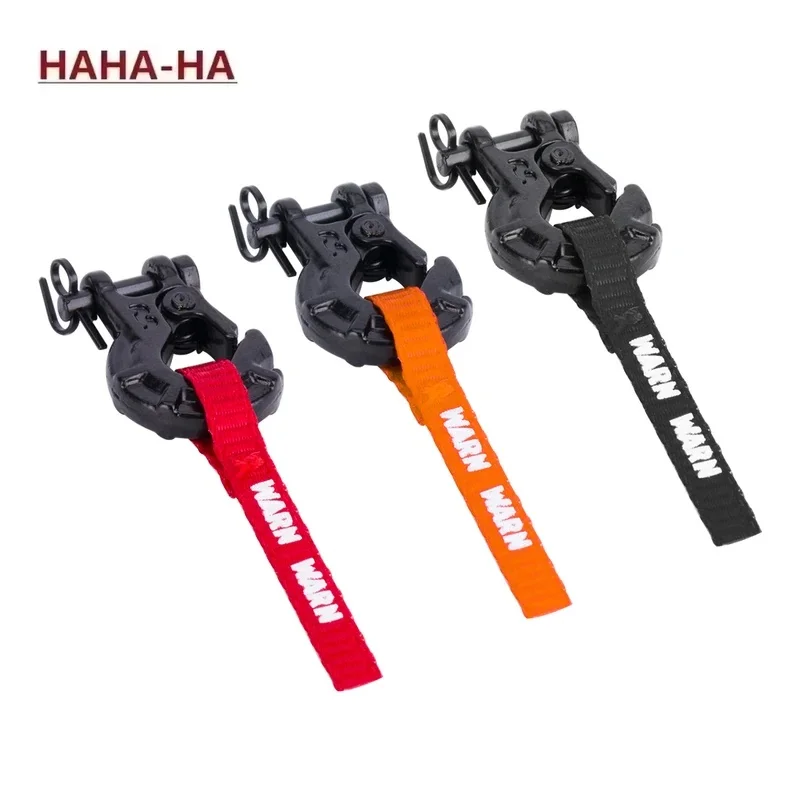 Scale Accessories Metal Winch Tow Hook With Pull Strap Tags Decoration for 1/10 RC Crawler Car Axail SCX10 TRX4 TRX6 RGT 86100