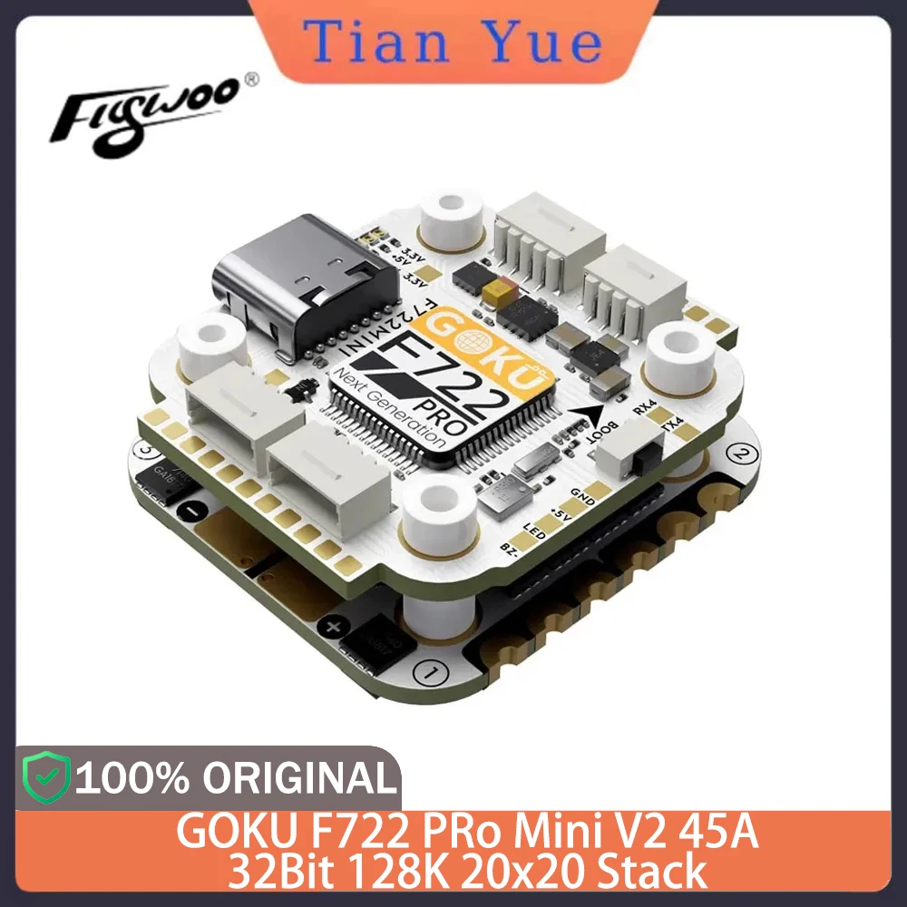 

Flywoo F722 Pro Mini V2 45A Stack - 20x20 32Bit AM32 DShot1200 Plug&Play for O4 Pro FPV Replacement Accessory
