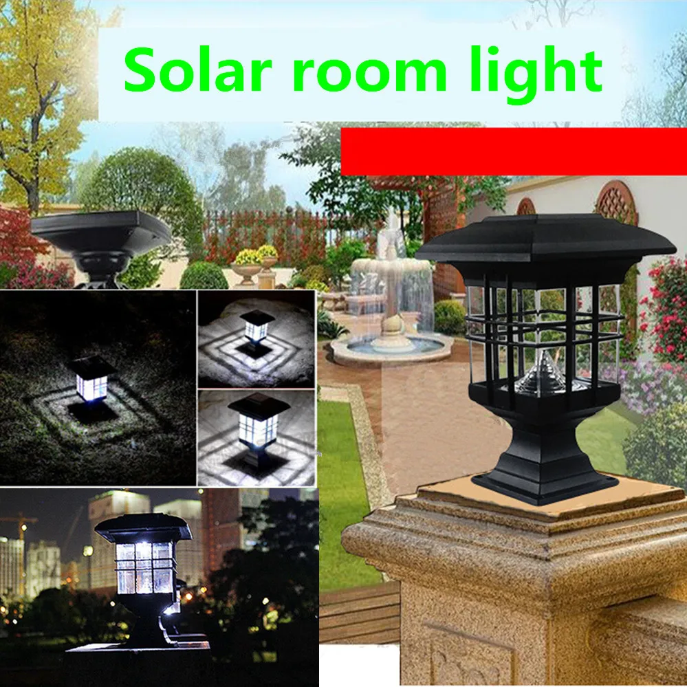 Lampe à colonne solaire étanche en forme de maison, éclairage d'extérieur, décor de paysage de jardin, livraison directe