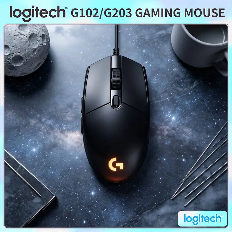 Ratón para Juegos Logitech G203 Prodigy RGB, Cableado, 200-8000 DPI, 6 Botones, Respuesta de 1 ms, Frecuencia de Sondeo de 1000 Hz, para Jugadores