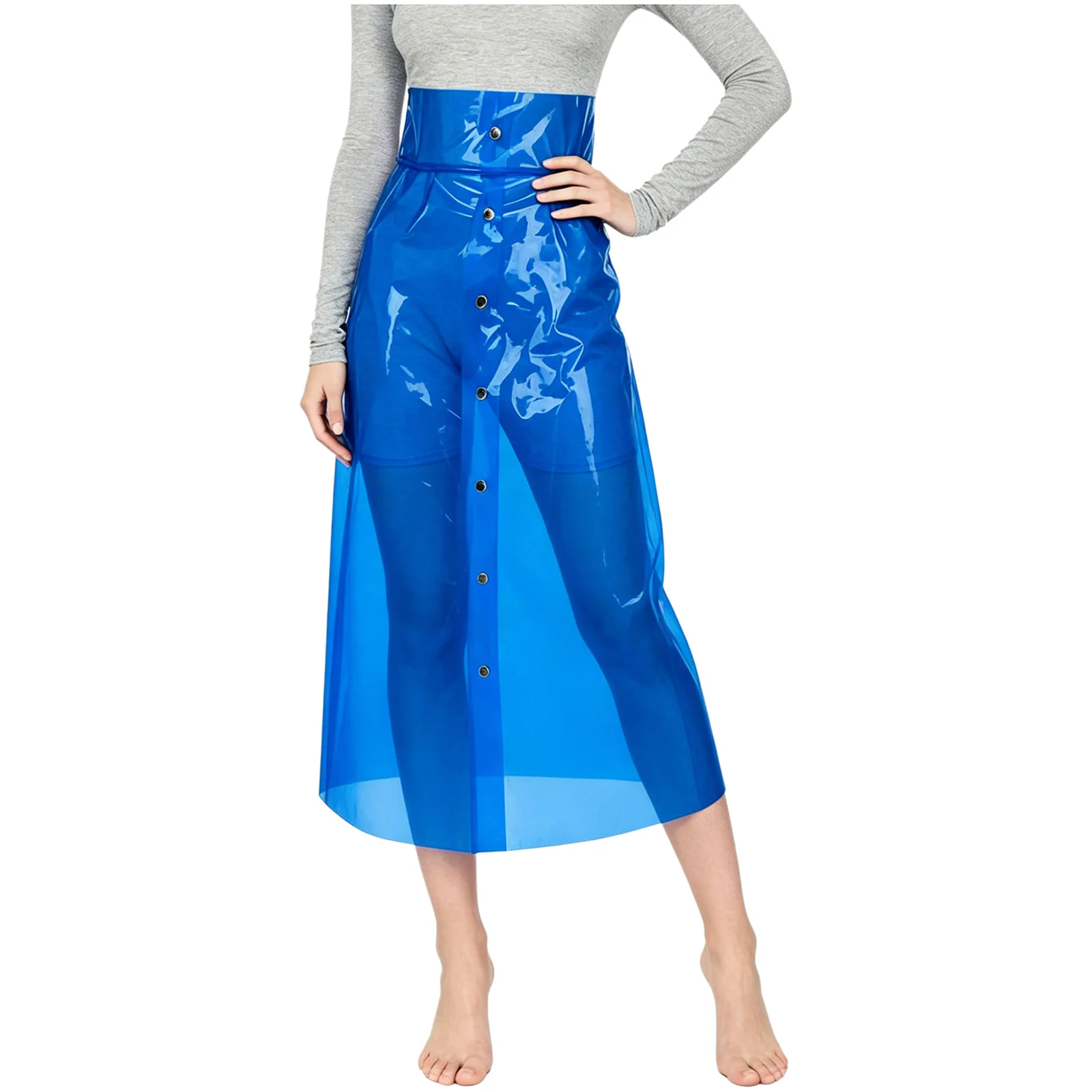 

Women See Through Pvc Skirt High Waist Bodycon Pencil Skirt Cover Up Midi Skirt for Rave Party Cosplay Fashion Design Clothing