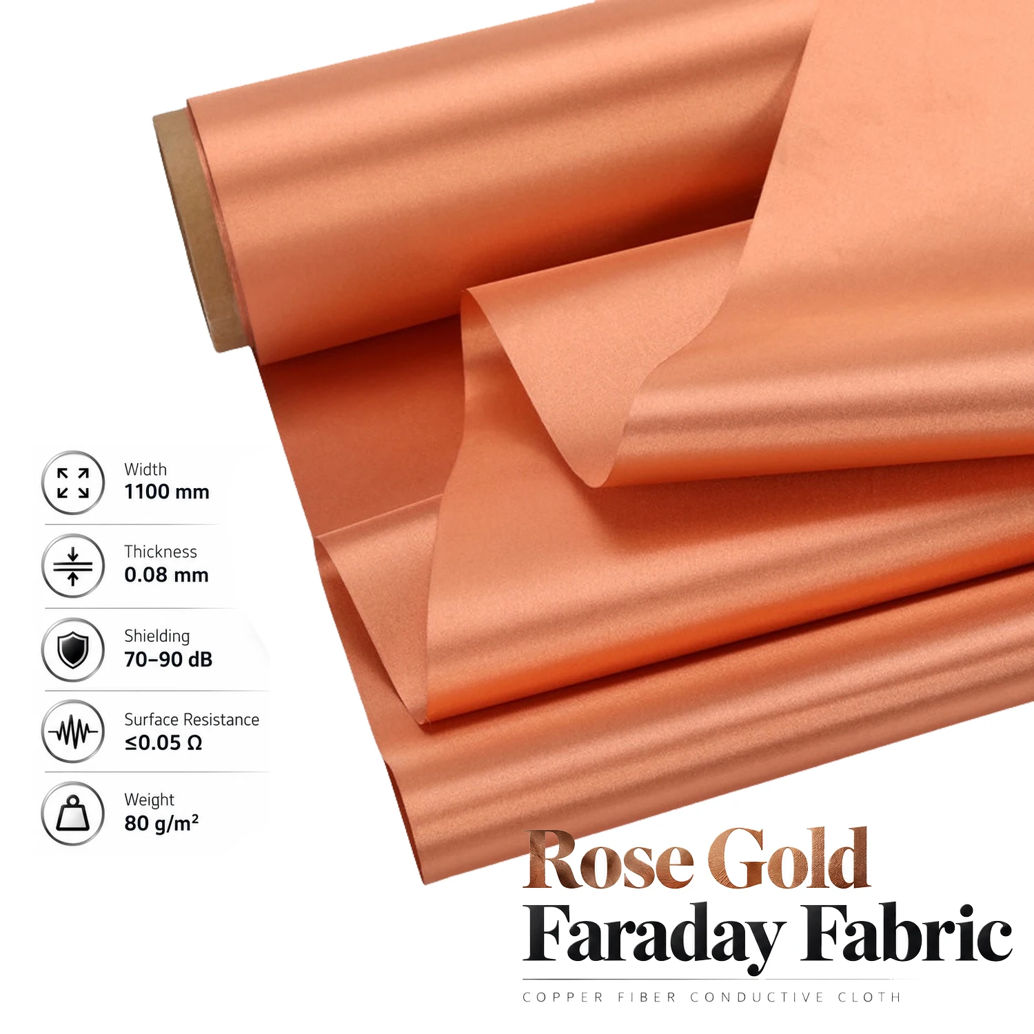 Gold Faraday Fabric 230T Copper Conductive Cloth 70-90dB RFID EMI RF Shielding for WiFi Cell Phone GPS DIY 1/2/3m