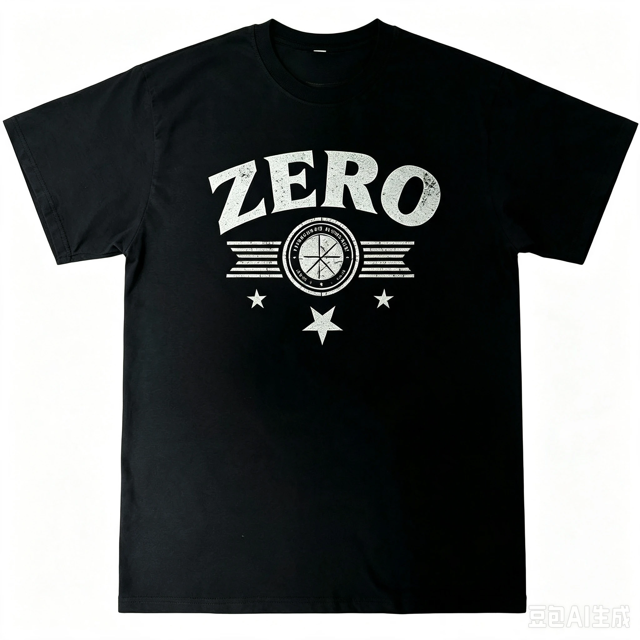 Vintage Distressed ZERO Badge Men T‑Shirt Retro Rock Star Graphic Casual Short Sleeve Tees