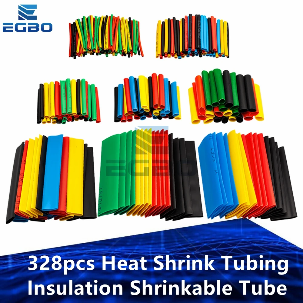 328pcs Heat Shrink Tubing Insulation Shrinkable Tube Assortment 2:1 Heat Shrink Tubing Colorful Wrap Wire Cable Sleeve DIY Kit