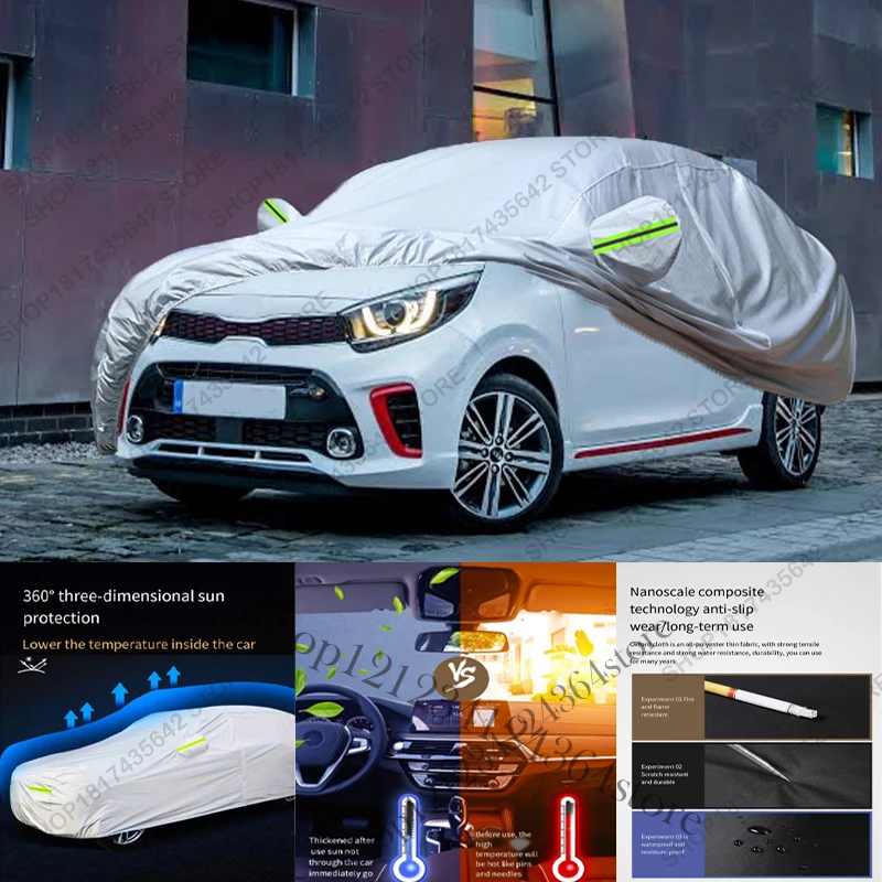 Full Car Cover Compatible with Kia Picanto Morning 2017-2025 All-Weather Sun Rain UV Dust Proof Rain Outdoor Indoor Protect