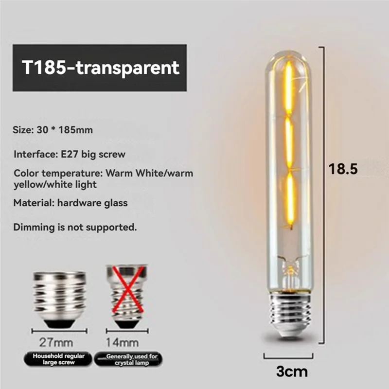 Lampadina E27 vintage da 4 W C35 ST64 G80 G95 G125 T185 Lampadina LED retrò 2200 K Apparecchio retrò Decorazione di illuminazione