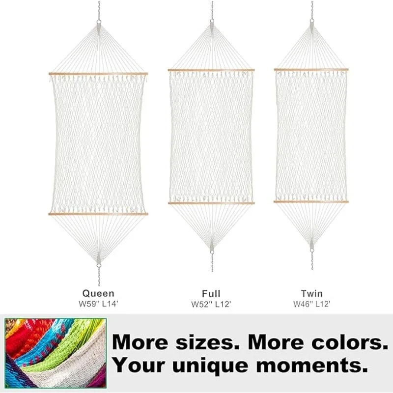 2026 Double Traditional Cotton Rope Hammock With Hardwood Chain Hooks Adult Swing For Indoor & Outdoor Use Parachute Net Materia