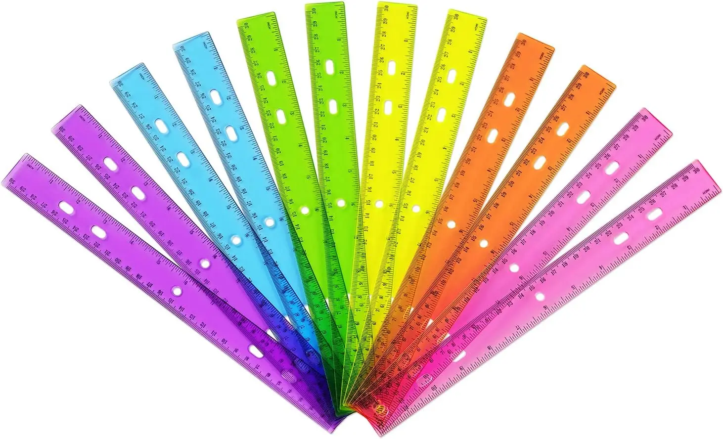 

12 Pack Clear Plastic Rulers 12 Inch, Metric Bulk Rulers with Inches and Centimeters for School Home Office