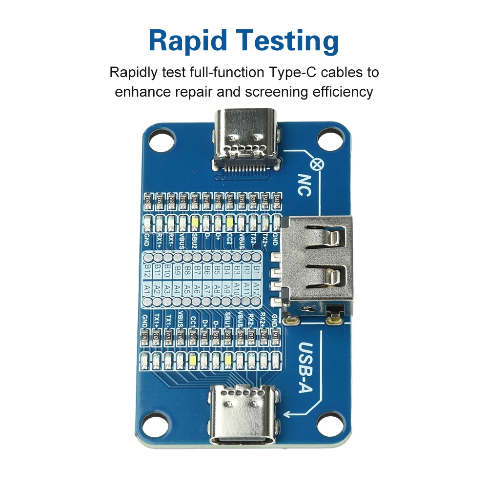 USB A to Type C Type C to Type C Wire Detection Module Fast Charging Cable Tester Portable With LED Indicators CR2032 Powered