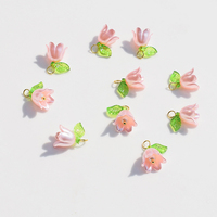 10Pcs Acrylic Pearl Flower Beads Lily Of The Valley Shaped Pendant For DIY Keychain Earring Necklace Jewelry Making Accessory