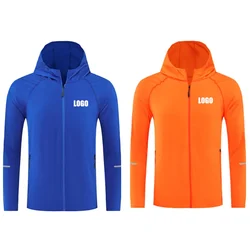 Custom LOGO men's and womens S-5XL running sports jacket spring and autumn long-sleeved casual zipper hoodie quick-drying jacket