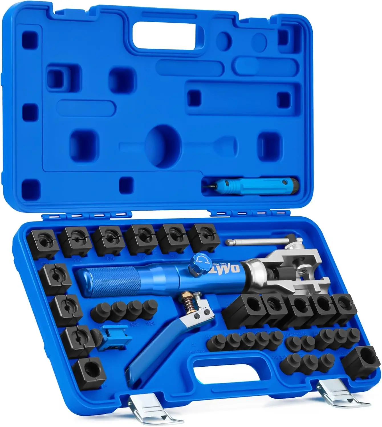 

Universal Hydraulic Brake Flaring Tool Kit with Tubing Cutter, 45° Single & Double Flares, Deburring Tool for ISO Bubble Flare