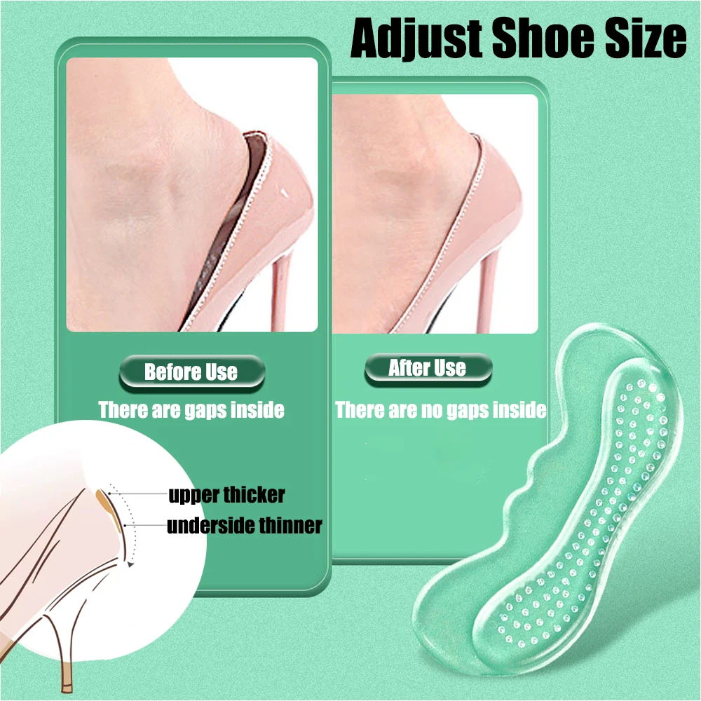 Silicone Heel Pads for Women Shoes Back Sticker Stiletto High Heels Inserts Protector Pain Relief Antiwear Feet Heel Cushion Pad