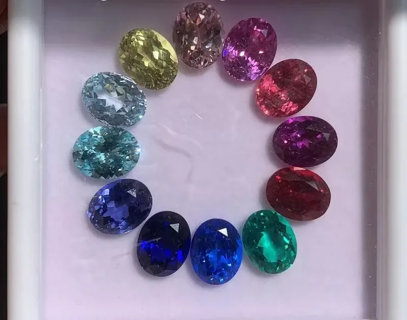 Ruihe Popular Lab Grown Gems Collection Emerald Ruby Paraiba Pink Yellow Purple Blue Sapphire Spinel Beads For Jewelry Making