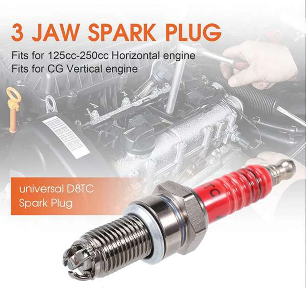 Top-Rated 10Pcs 3-Electrode Spark Plug D8TC For 125Cc 150Cc 200Cc 250Cc Motorcycle Scooter ATV Quads