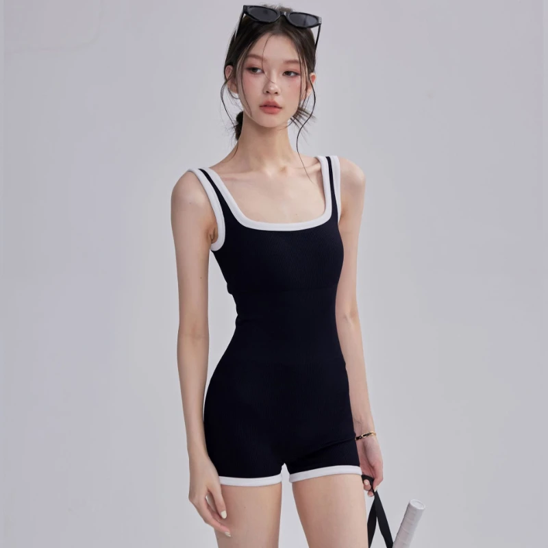 

Women Athletic One-piece Swimsuit Korea Y2k Sleeveless Slim-fit Swimwear Swimming Pool Training Fitness Competition Bathing Suit