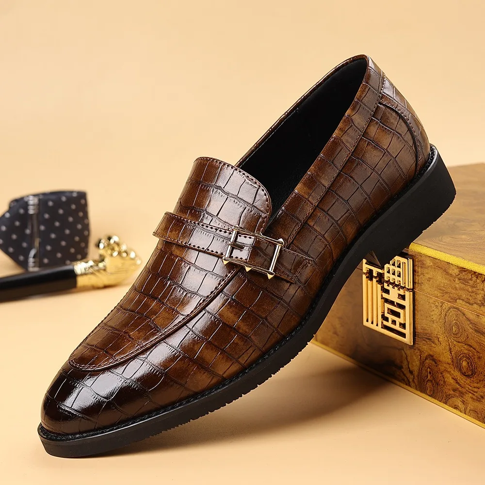 casual business formal loafers men's dress shoes luxury crocodile shoes man designer monk strap shoe man scarpe uomo eleganti
