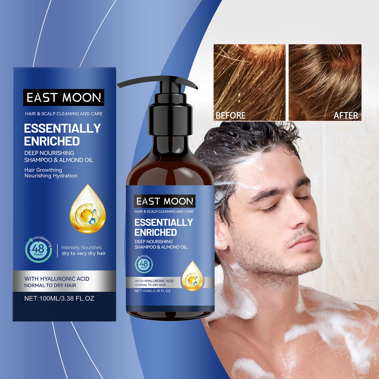 

Men's Shampoo for Oily Scalp - Deep Cleansing & Oil Control, Hydrates Hair, Smoothing & Strengthening Hair Roots