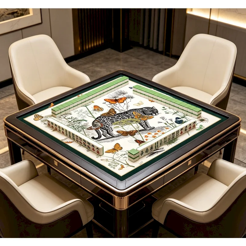 VIKAMA Retro Phoenix Game Mat Anti slip Acoustic Table Mat Wear resistant Poker Mahjong Table Mat Home Decoration