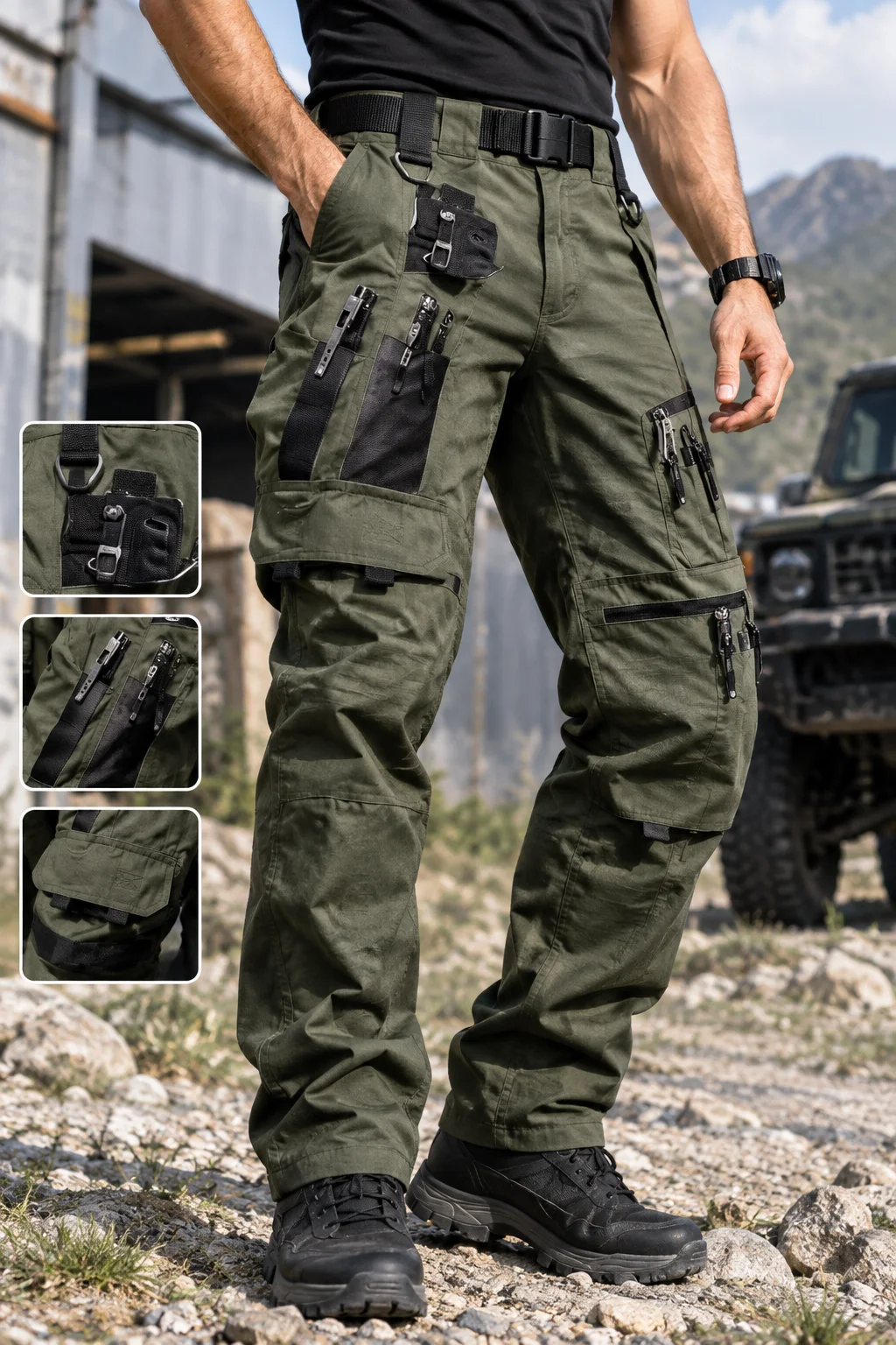 New Men Tactical Cargo Pants Outdoor Work Trousers Multi Pocket Waterproof Hiking Pants Casual Workwear Spring Autumn Long Pants