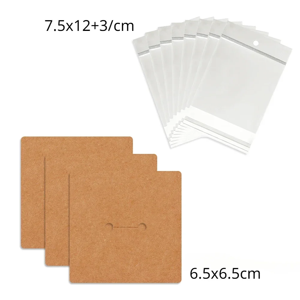 50pcs 6.5x6.5cm Blank Paper Cards Display Stand Ring Holder Jewelry Organizer Hanging Plastic Bag Storage Packages Wholesale