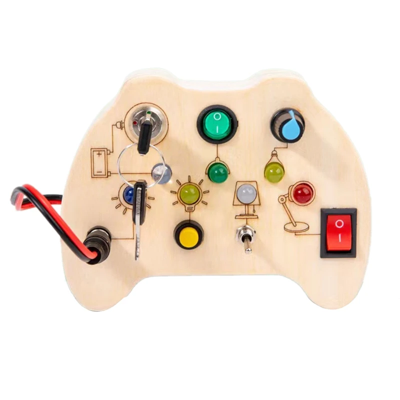 Kinderen Drukke Board Montessori Speelgoed Houten Met Led Licht Schakelaar Control Board Sensorische Educatieve Spelletjes Voor 2-4 Jaar Oud Duurzaam