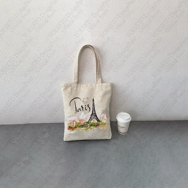 1pc Paris Travel Canvas Bag Paris Couple Gift Italian Souvenir Watercolor Canvas Bag Girl Travel Gift Paris City Theme Gift