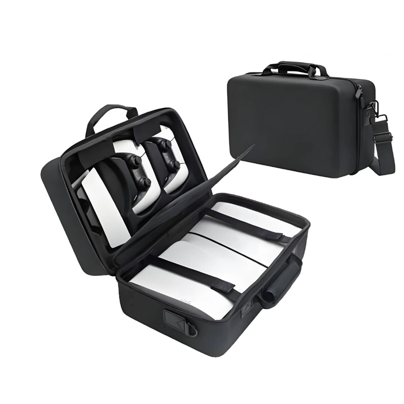 PS5 Slim Accessory Carrying Bag Structured Gaming Console Storage Case with Compartments for Gamers, Moving Between Rooms