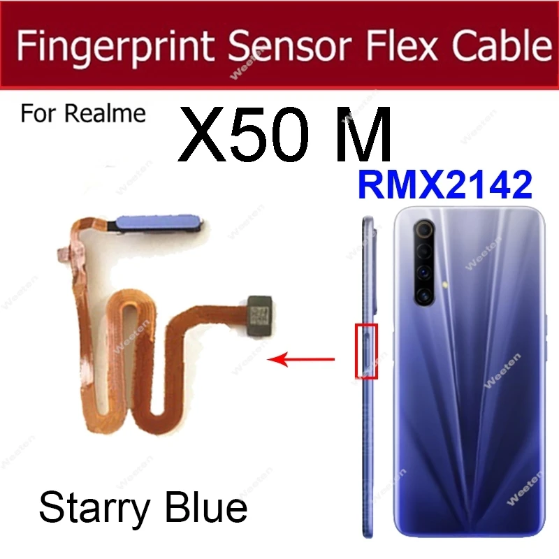 Power Button Fingerprint Sensor Flex Cable For Realme X Lite X50 Master X50M X50T X3 Super Zoom Finger Print Touch Side Sensor image 5