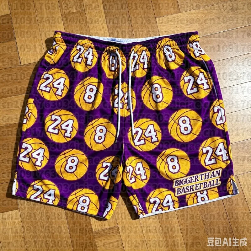 Forever 8/24 Tribute Men's Basketball Athletic Mesh Shorts Summer Quick-dry Soft Lightweight Swim Shorts