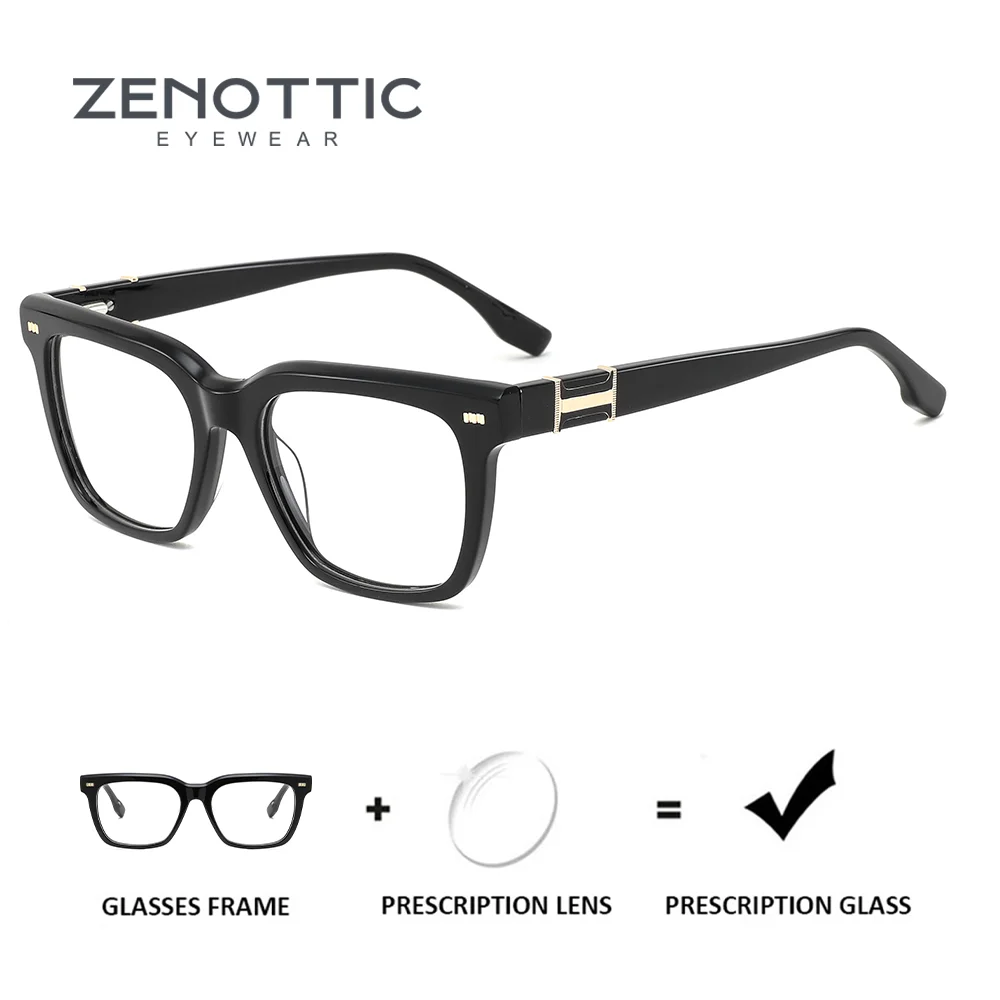 

ZENOTTIC Fashion Square Prescription Glasses For Women Handmade Acetate Progressive/Photochromic Optical Eyeglasses