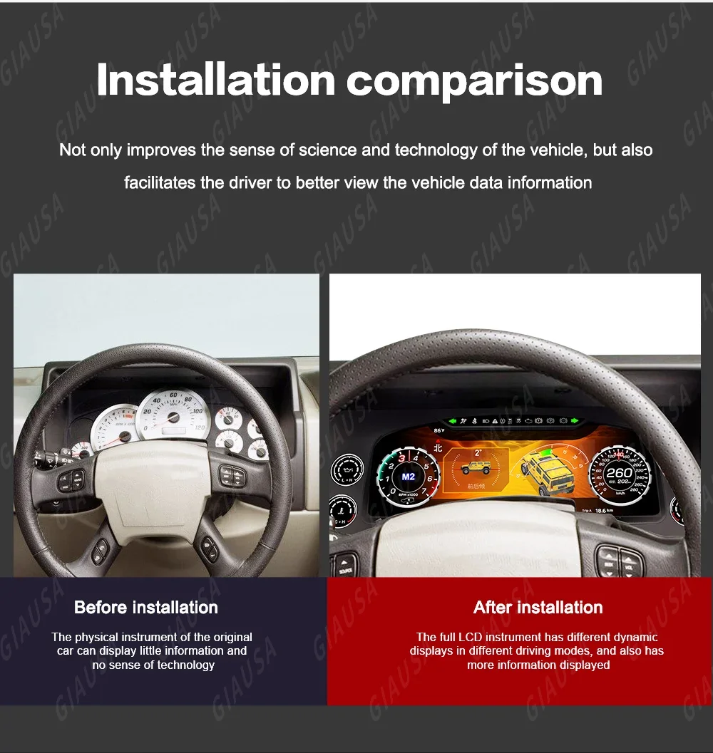 JYCC نظام لينكس سيارة العنقودية الرقمية ل هامر H2 2003-2009 متعددة الوظائف LCD عداد السرعة أداة لوحة القيادة رئيس وحدة #2